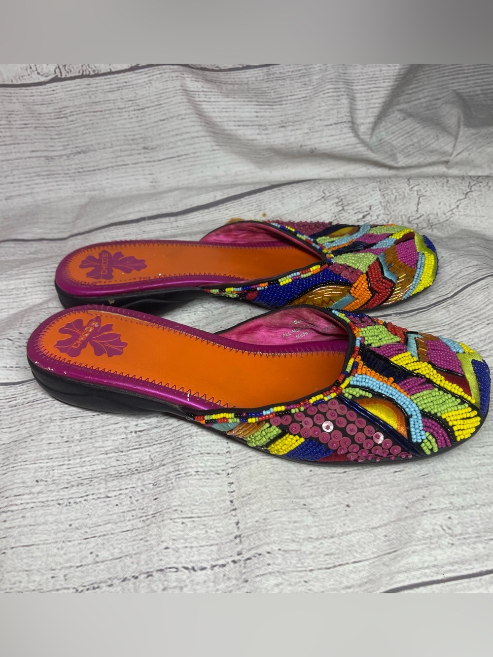 Chico's Women’s 8 Key Largo Beaded Mule Slide Multicolored Shoes